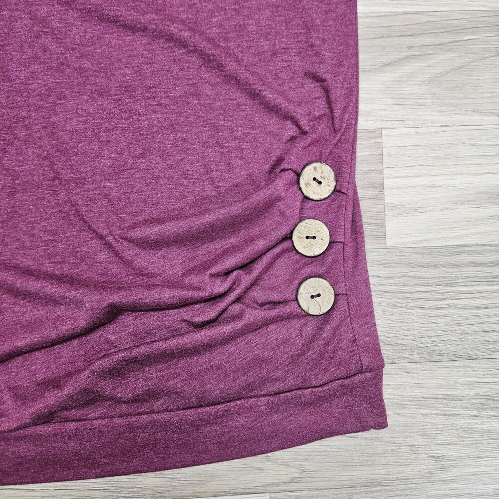 Womens Maroon V-Neck Longsleeve Shirt Button Detail Medium - Picture 6 of 7
